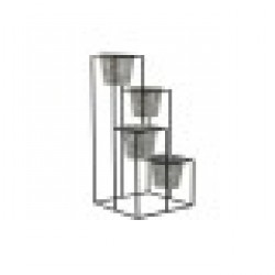 Саксия DKD Home Decor Сив Метал (34 x 34 x 71 cm) - Стоки за Градинарство, Саксии, Системи за поливане