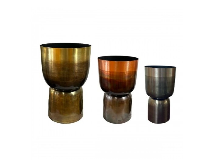 Комплект саксии Home ESPRIT Сив Мед Златен Метал 40 x 40 x 62 cm