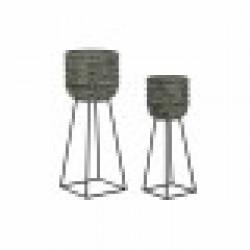 Комплект саксии DKD Home Decor Износени 32 x 32 x 84 cm Метал (2 броя) - Стоки за Градинарство, Саксии, Системи за поливане
