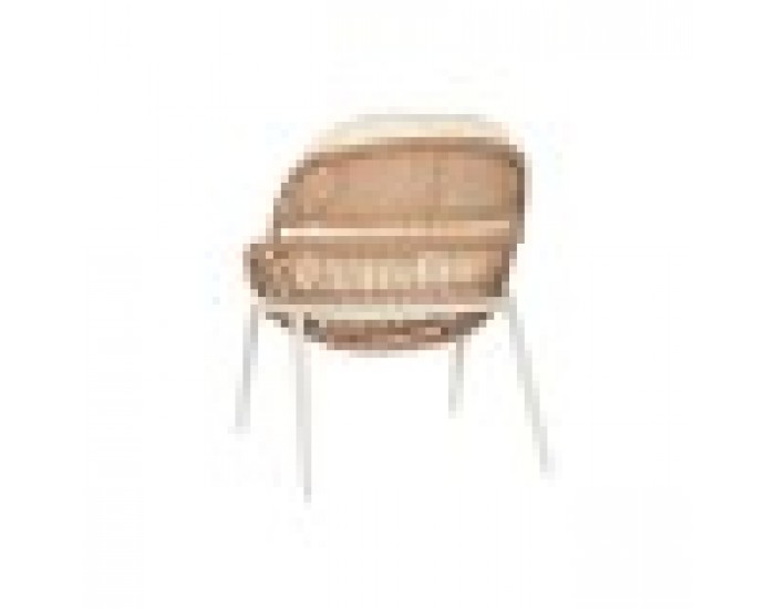 Комплект от Маса и 2 Кресла Home ESPRIT Бял Бежов Сив Метал Кристал синтетичен ратан 55 x 55 x 47 cm