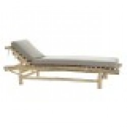 Lamamistool DKD Home Decor Естествен Тик полиестер Светло сив (209 x 86 x 35 cm) - Мебели за градина, Аксесоари и Чадъри