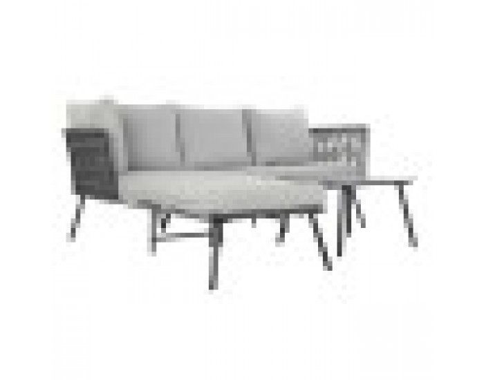 Градински диван DKD Home Decor Черен полиестер Въже Алуминий (2 pcs) (192 x 163 x 86 cm)