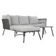 Градински диван DKD Home Decor Черен полиестер Въже Алуминий (2 pcs) (192 x 163 x 86 cm)