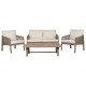Комплект от Маса и 3 Кресла Home ESPRIT Кафяв Въже Aкациево дърво 138 x 79 x 83 cm Комплект от Маса и 3 Кресла Home ESPRIT Кафяв Въже Aкациево дърво 138 x 79 x 83 cm