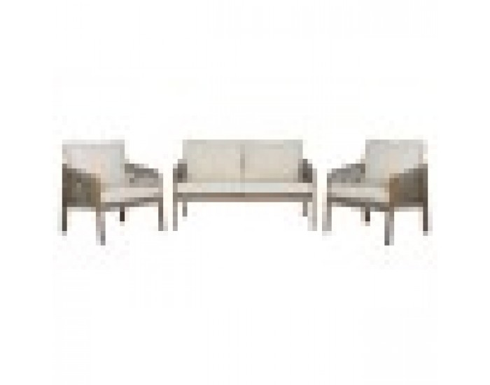 Комплект от Маса и 3 Кресла Home ESPRIT Кафяв Въже Aкациево дърво 138 x 79 x 83 cm Комплект от Маса и 3 Кресла Home ESPRIT Кафяв Въже Aкациево дърво 138 x 79 x 83 cm