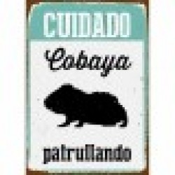 Табелка Magnet & Steel Cuidado Cobaya Patrullando 14,8 x 21 cm - Външно осветление, Мрежи и Декорация