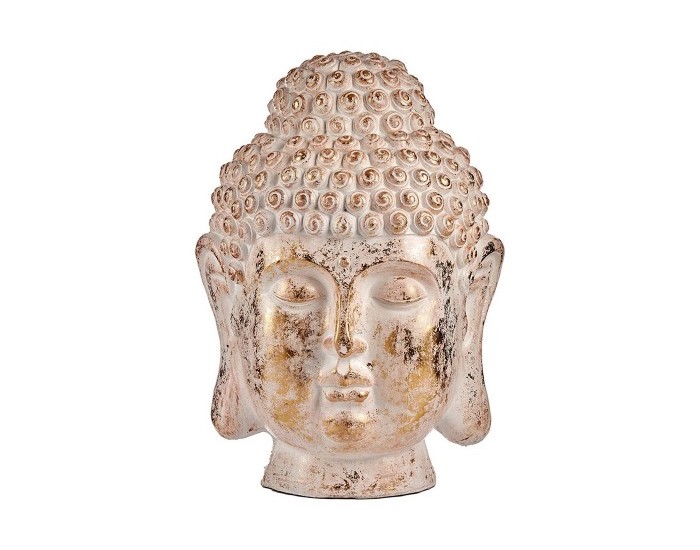 Decorative Figure for Garden Буда Глава Бял/Златен Полирезин (45,5 x 68 x 48 cm)