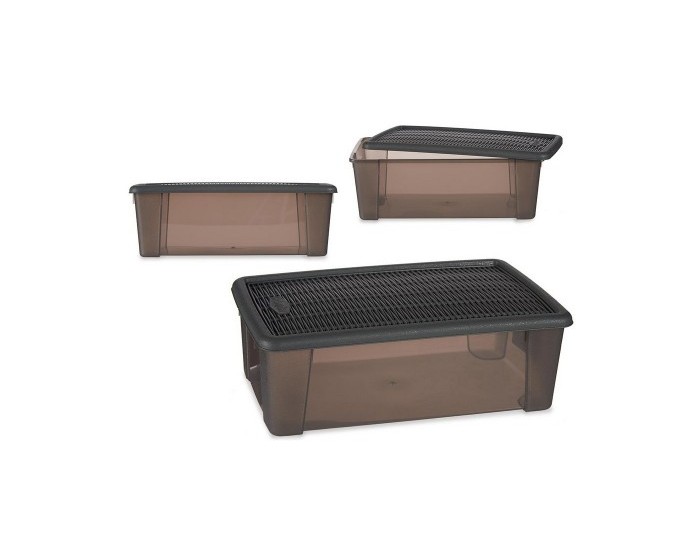 Кутия с капак Elegance Сив Пластмаса (19,5 x 11,5 x 33 cm)