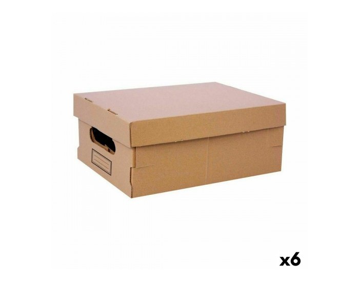 Кутия за Съхранение с Капак Confortime Картон 36,5 x 28,5 x 16,5 cm (6 броя)