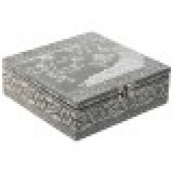 Кутия за бижута Home ESPRIT Зелен Сребрист Дървен Алуминий 18 x 18 x 6 cm - Кутии, Органайзери и Други продукти за съхранение