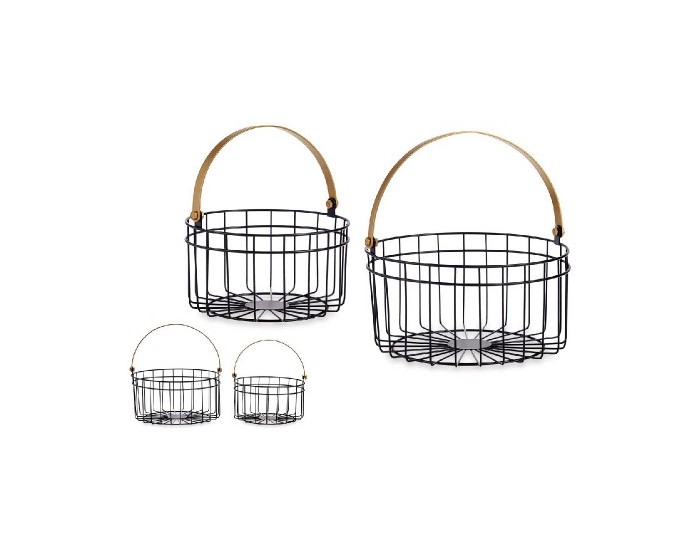 Кошница Кръгъл Черен Златен Метал (2 pcs)