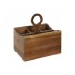 Кош за прибори Home ESPRIT Естествен Aкациево дърво 21 x 14,5 x 22 cm - Кутии, Органайзери и Други продукти за съхранение