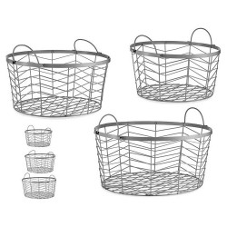Комплект кошове Кръгъл Сребрист Метал (3 pcs) - Gift decor