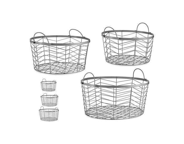Комплект кошове Кръгъл Сребрист Метал (3 pcs)