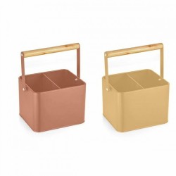 Органайзер за Прибори DKD Home Decor 18 x 15,5 x 24 cm Метал теракота Жълт Vintage Бор (2 броя) - Кутии, Органайзери и Други продукти за съхранение