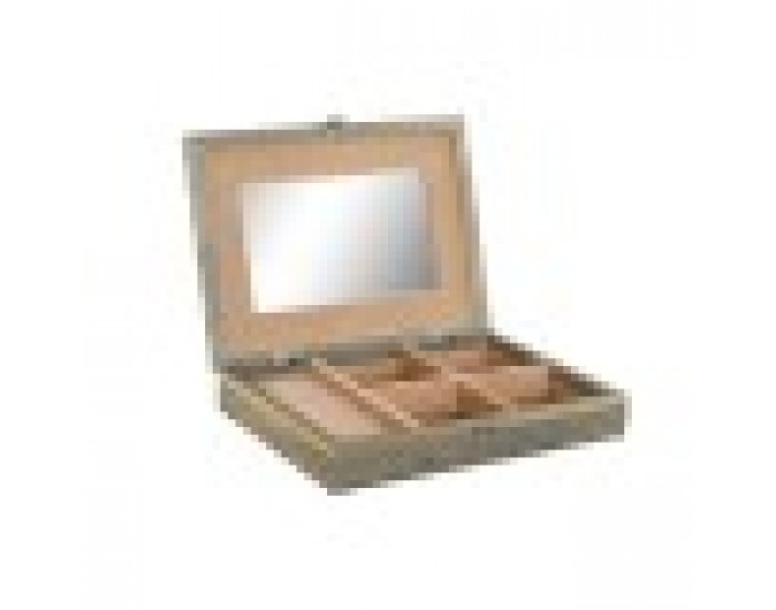 Кутия за бижута Home ESPRIT Бял Шампанско Дървен Алуминий 27,5 x 20 x 5,4 cm