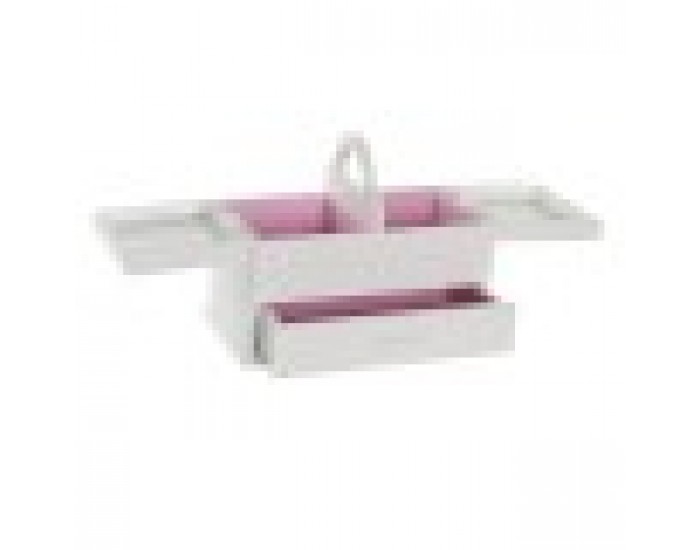 Кутия за бижута DKD Home Decor Кристал Бял Светло розово Дървен MDF (30 x 17 x 24 cm)