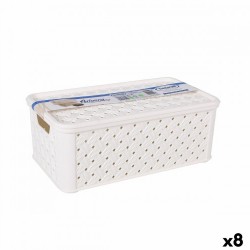 Кутия за Съхранение с Капак Tontarelli Arianna Пластмаса Бял 4 L 29 x 16,6 x 11,2 cm (8 броя) - Кутии, Органайзери и Други продукти за съхранение