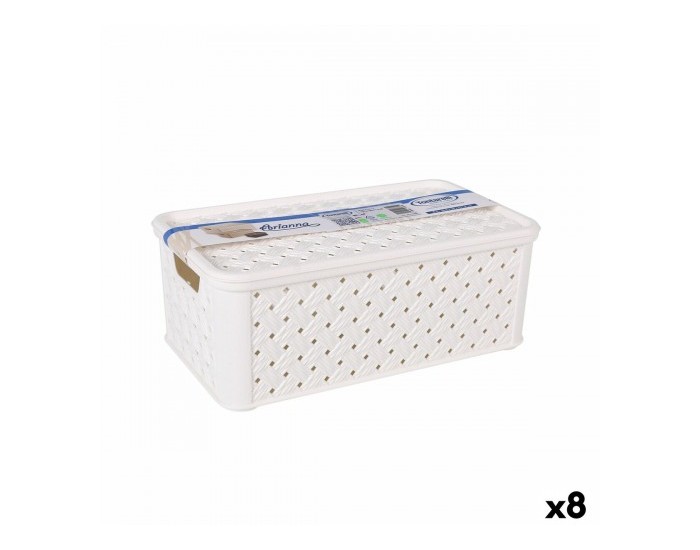 Кутия за Съхранение с Капак Tontarelli Arianna Пластмаса Бял 4 L 29 x 16,6 x 11,2 cm (8 броя)