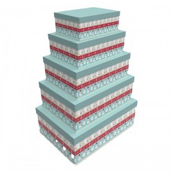 Комплект Кутии за Подреждане една върху друга DKD Home Decor 5 Части Многоцветен Картон (50 x 35 x 25 cm) - Кутии, Органайзери и Други продукти за съхранение