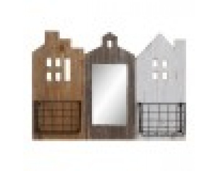 поставка за списания DKD Home Decor Метал Дърво от пауловния (57 x 10 x 40 cm)