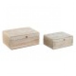 Кутия за бижута DKD Home Decor 25,5 x 20 x 10,5 cm Естествен Дърво манго (2 броя) - Кутии, Органайзери и Други продукти за съхранение