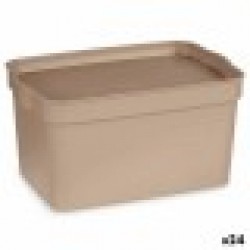 Кутия за Съхранение с Капак Бежов Пластмаса 2,3 L 13,5 x 11 x 20 cm (24 броя) - Кутии, Органайзери и Други продукти за съхранение