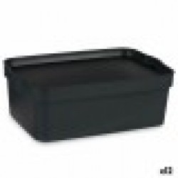 Кутия за Съхранение с Капак Антрацит Пластмаса 6 L 21 x 11 x 32 cm (12 броя) - Кутии, Органайзери и Други продукти за съхранение