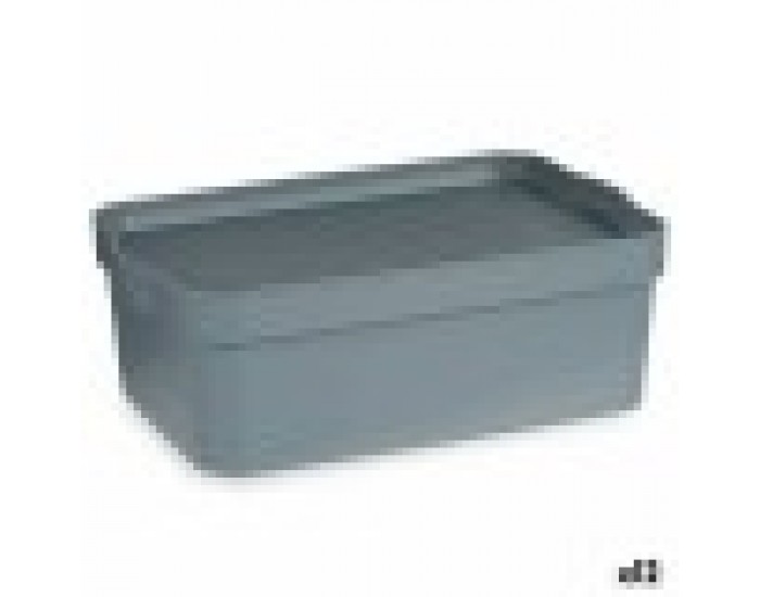 Кутия за Съхранение с Капак Сив Пластмаса 6 L (21,5 x 11 x 32 cm) (12 броя)