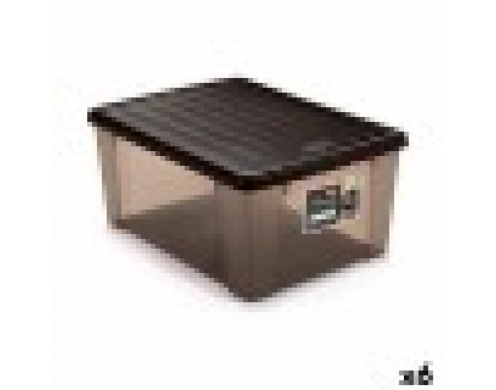 Кутия за Съхранение с Капак Stefanplast Elegance Кафяв Пластмаса 15 L 29 x 17 x 39 cm (6 броя)