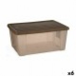 Кутия за Съхранение с Капак Stefanplast Elegance Кафяв Пластмаса 29 x 17 x 39 cm (6 броя) - Кутии, Органайзери и Други продукти за съхранение