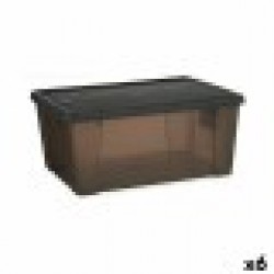 Кутия за Съхранение с Капак Stefanplast Elegance Сив Пластмаса 15 L 29 x 17 x 39 cm (6 броя) - Кутии, Органайзери и Други продукти за съхранение