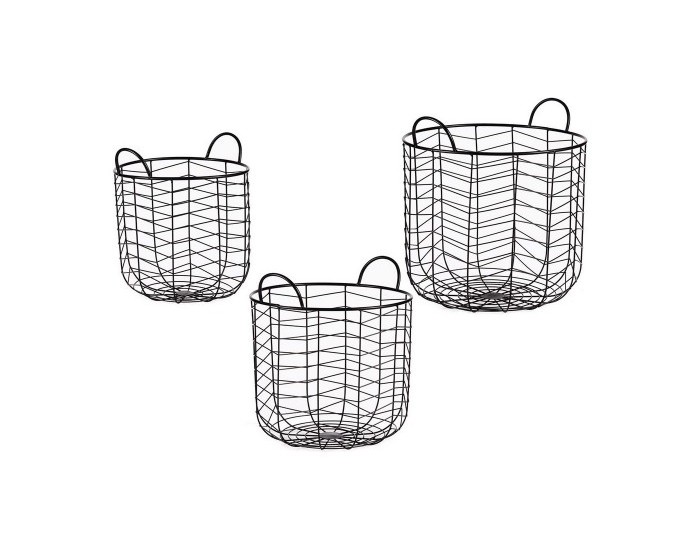 Комплект кошове Кръгъл Черен Метал (3 pcs)