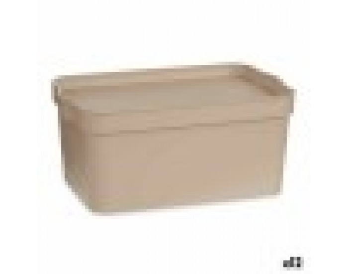 Кутия за Съхранение с Капак Бежов Пластмаса 7,5 L 21,5 x 14,5 x 32 cm (12 броя)