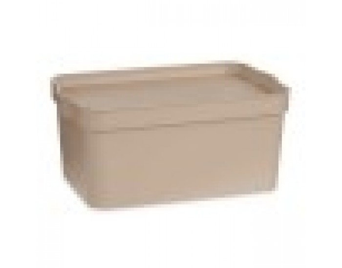 Кутия за Съхранение с Капак Бежов Пластмаса 7,5 L 21,5 x 14,5 x 32 cm (12 броя)