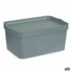 Кутия за Съхранение с Капак Сив Пластмаса 7,5 L 21 x 14,2 x 32 cm (12 броя) - Кутии, Органайзери и Други продукти за съхранение