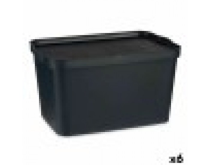 Кутия за Съхранение с Капак Антрацит Пластмаса 24 L 29,3 x 24,5 x 45 cm (6 броя)