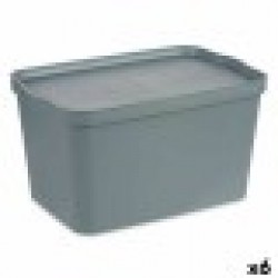 Кутия за Съхранение с Капак Сив Пластмаса 24 L 29,3 x 24,5 x 45 cm (6 броя) - Кутии, Органайзери и Други продукти за съхранение