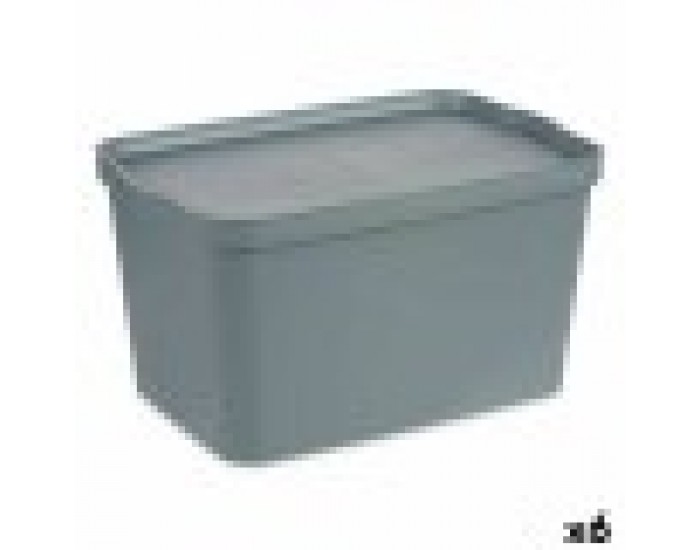 Кутия за Съхранение с Капак Сив Пластмаса 24 L 29,3 x 24,5 x 45 cm (6 броя)