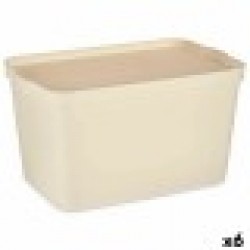 Кутия за Съхранение с Капак Сметана Пластмаса 24 L 29,3 x 24,5 x 45 cm (6 броя) - Кутии, Органайзери и Други продукти за съхранение