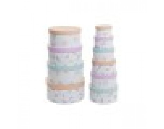 Комплект Кутии за Подреждане една върху друга DKD Home Decor Военен Кръгъл Картон (37,5 x 37,5 x 18 cm)