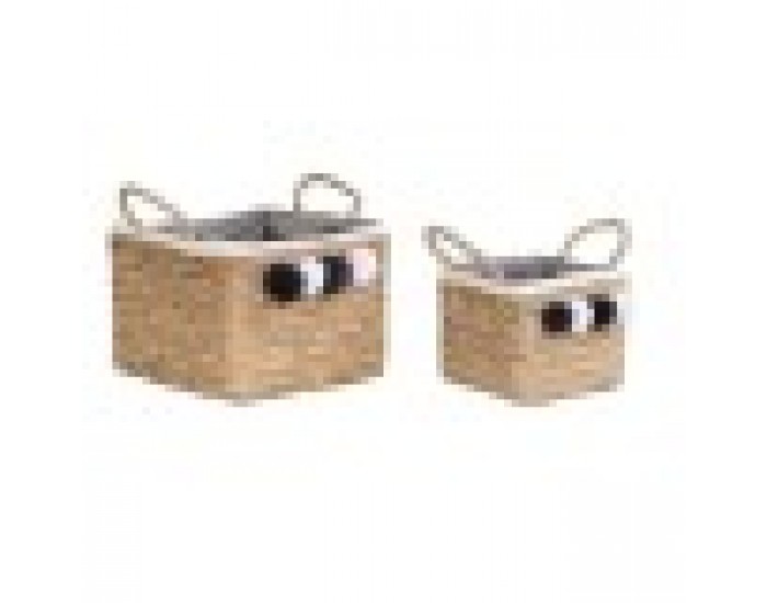 Игра на Кошници DKD Home Decor Естествен Памук Помпони Естествено влакно (33 x 33 x 25 cm) Игра на Кошници DKD Home Decor Естествен Памук Помпони Естествено влакно (33 x 33 x 25 cm)