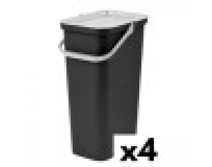 Кошче за Рециклирани Отпадъци Tontarelli Moda 38 L Бял Черен (4 броя) Кошче за Рециклирани Отпадъци Tontarelli Moda 38 L Бял Черен (4 броя)