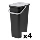 Кошче за Рециклирани Отпадъци Tontarelli Moda 38 L Бял Черен (4 броя) Кошче за Рециклирани Отпадъци Tontarelli Moda 38 L Бял Черен (4 броя)