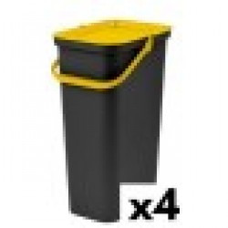 Кошче за Рециклирани Отпадъци Tontarelli Moda 38 L Жълт (4 броя) - Кутии, Органайзери и Други продукти за съхранение