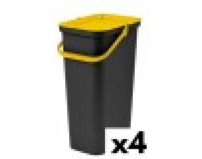 Кошче за Рециклирани Отпадъци Tontarelli Moda 38 L Жълт (4 броя)