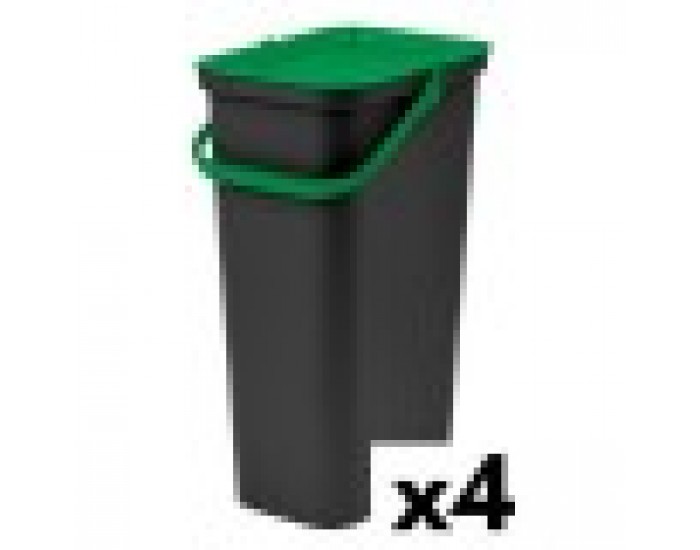 Кошче за Рециклирани Отпадъци Tontarelli Moda 38 L Зелен (4 броя) Кошче за Рециклирани Отпадъци Tontarelli Moda 38 L Зелен (4 броя)
