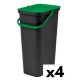 Кошче за Рециклирани Отпадъци Tontarelli Moda 38 L Зелен (4 броя) Кошче за Рециклирани Отпадъци Tontarelli Moda 38 L Зелен (4 броя)