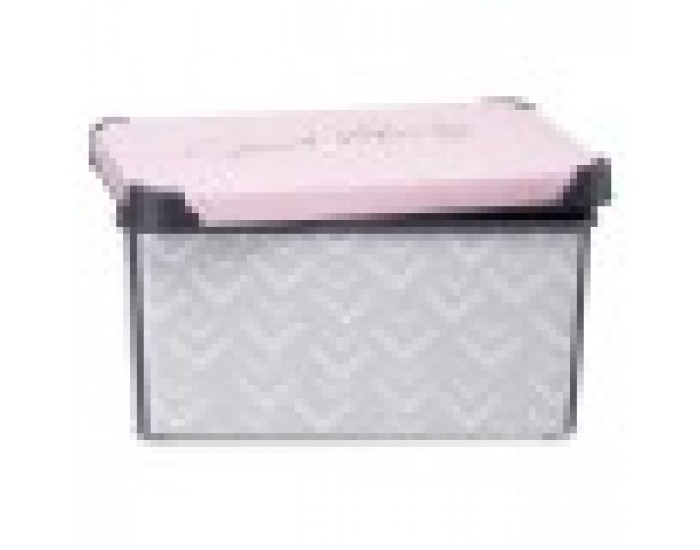 Кутия за Съхранение с Капак Vibes Сив Розов Пластмаса 10 L (22,7 x 16,5 x 34,5 cm) (12 броя)