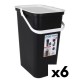 Кошче за Рециклирани Отпадъци Tontarelli Moda 24 L Бял Черен (6 броя)
